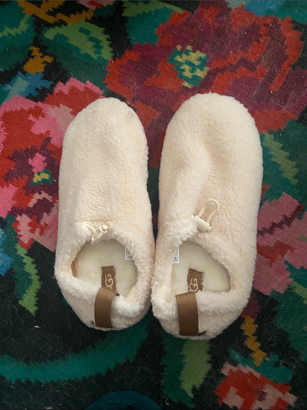 UGG Cream Sherpa Slip-On Slippers with Toggle